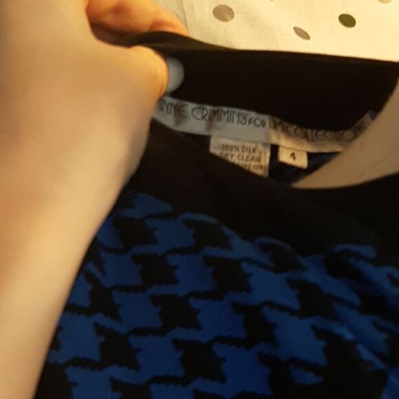 1980s Vintage Houndstooth Silk Blouse - Picture 3 of 4